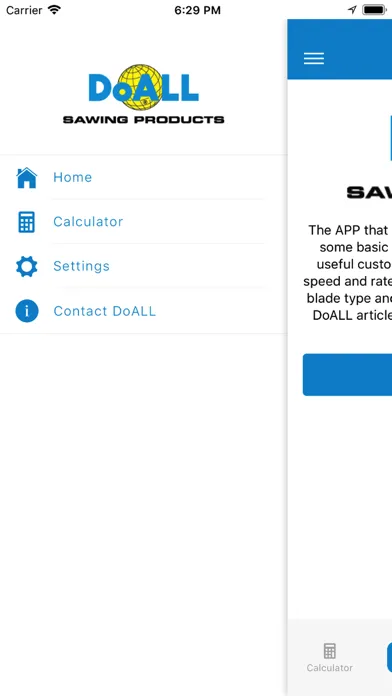 DoALL band saw calculator Screenshots