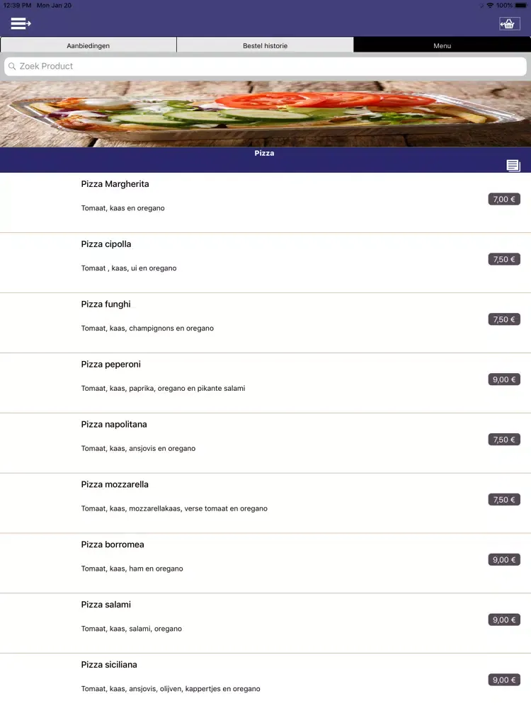 Zrzuty ekranu Shoarma Sabra hoek van holland iPad 