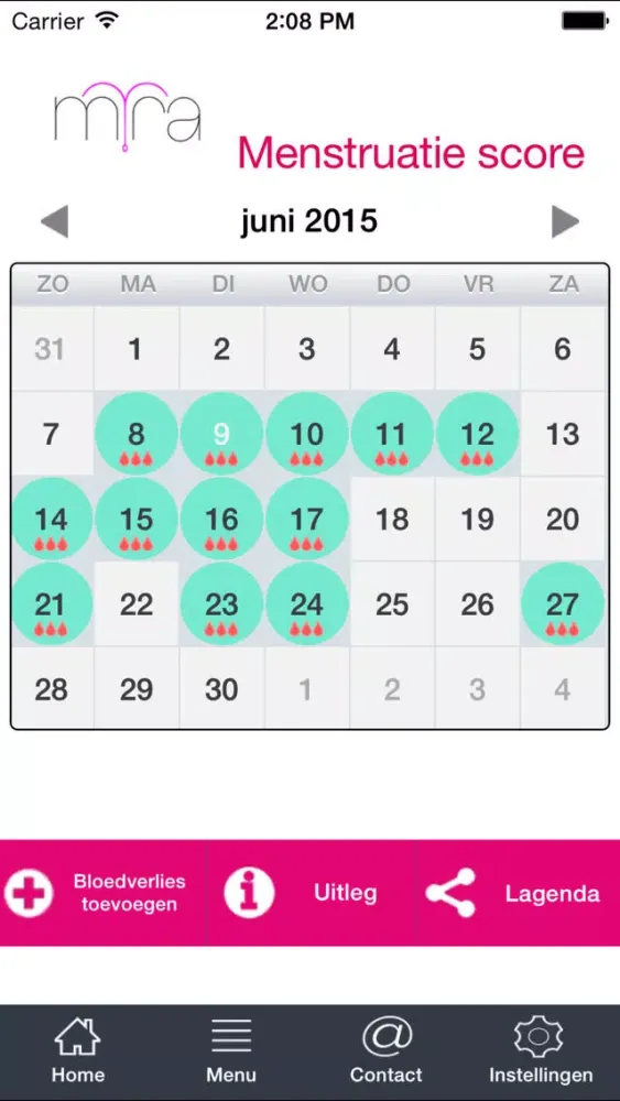 MIRA Trial menstruatie score Screenshots