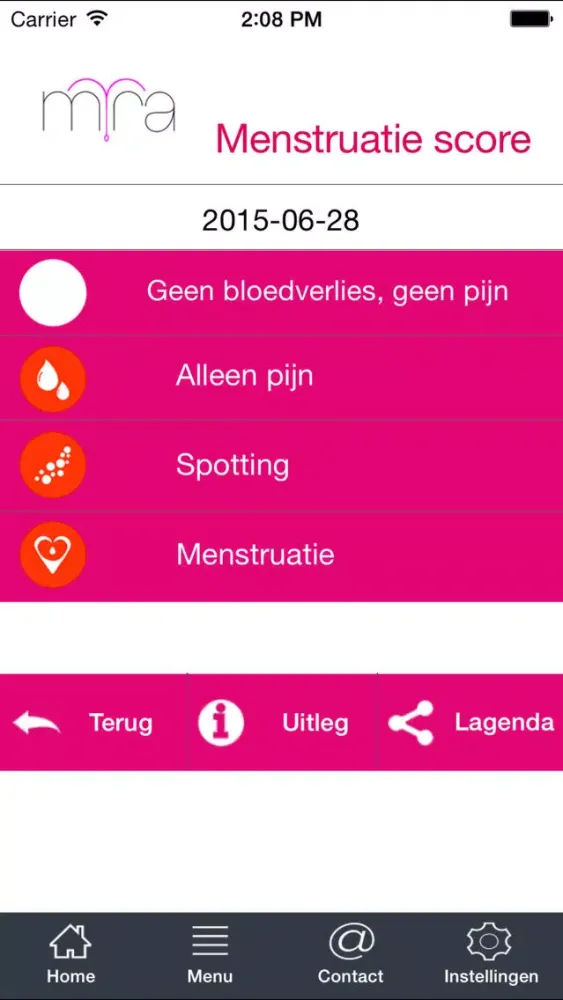 MIRA Trial menstruatie score Screenshots