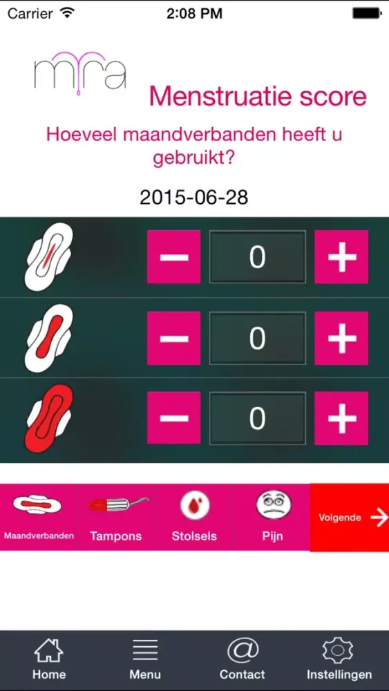 MIRA Trial menstruatie score Screenshots