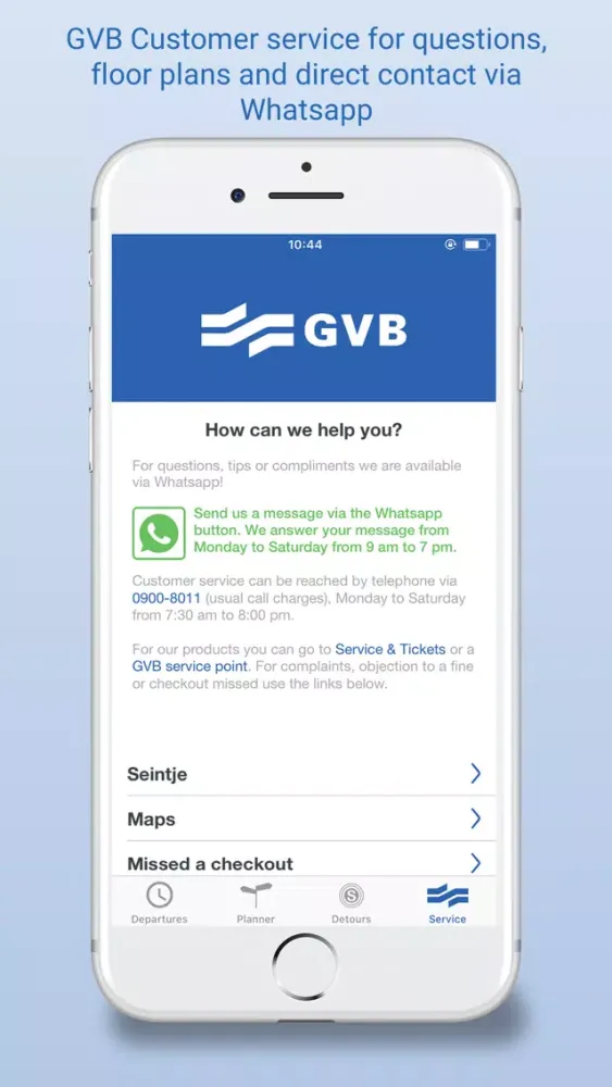 Ảnh chụp màn hình của GVB travel information