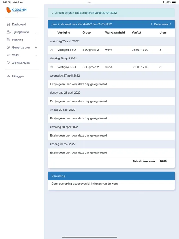 Скриншоты Kidsadmin medewerker iPad 