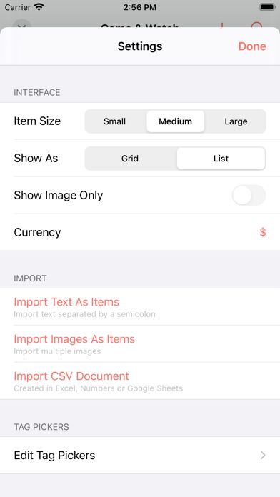 ภาพหน้าจอของ Sort & Order