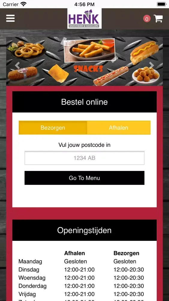 Capturas de pantalla de Snackbar en ijssalon Henk