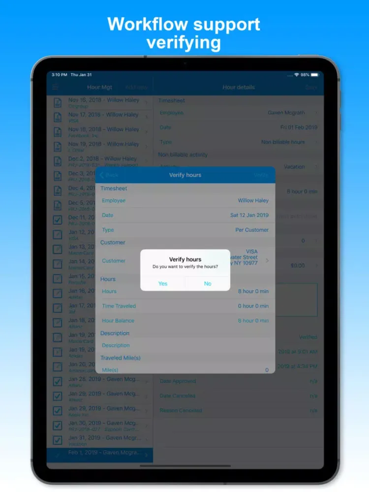 Zrzuty ekranu Dipasc - Hour Management iPad 