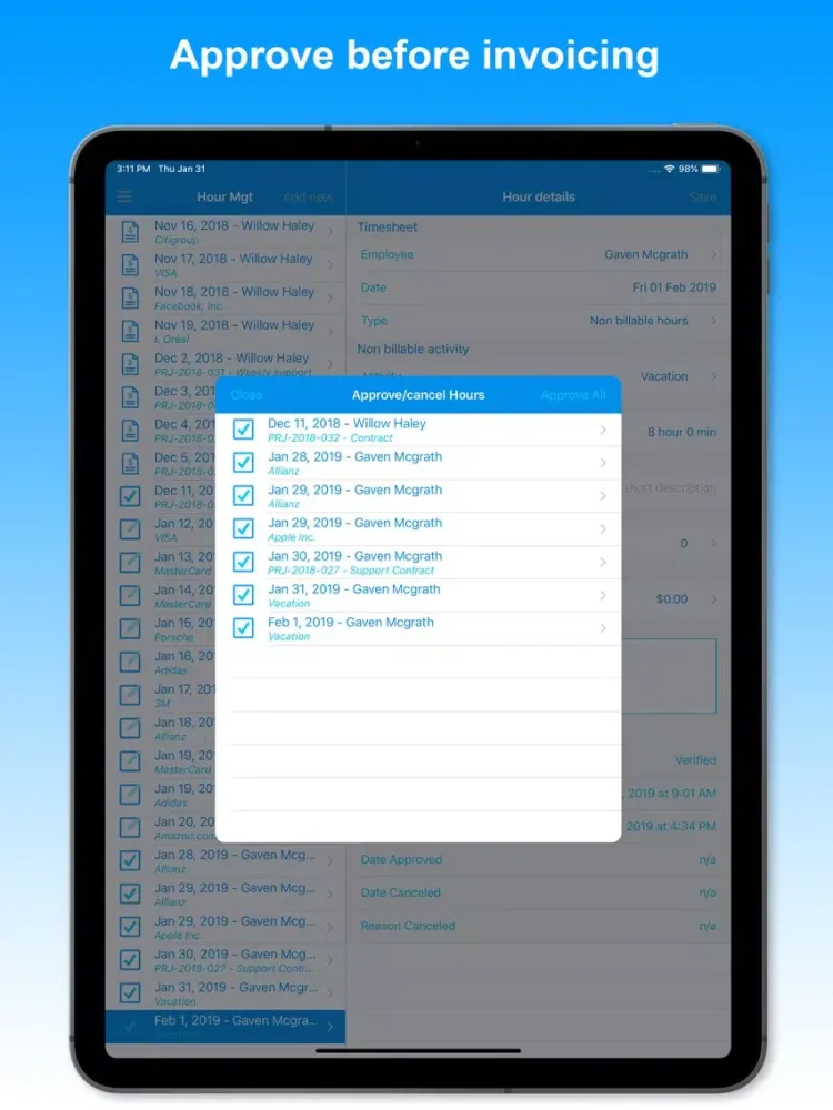 Zrzuty ekranu Dipasc - Hour Management iPad 