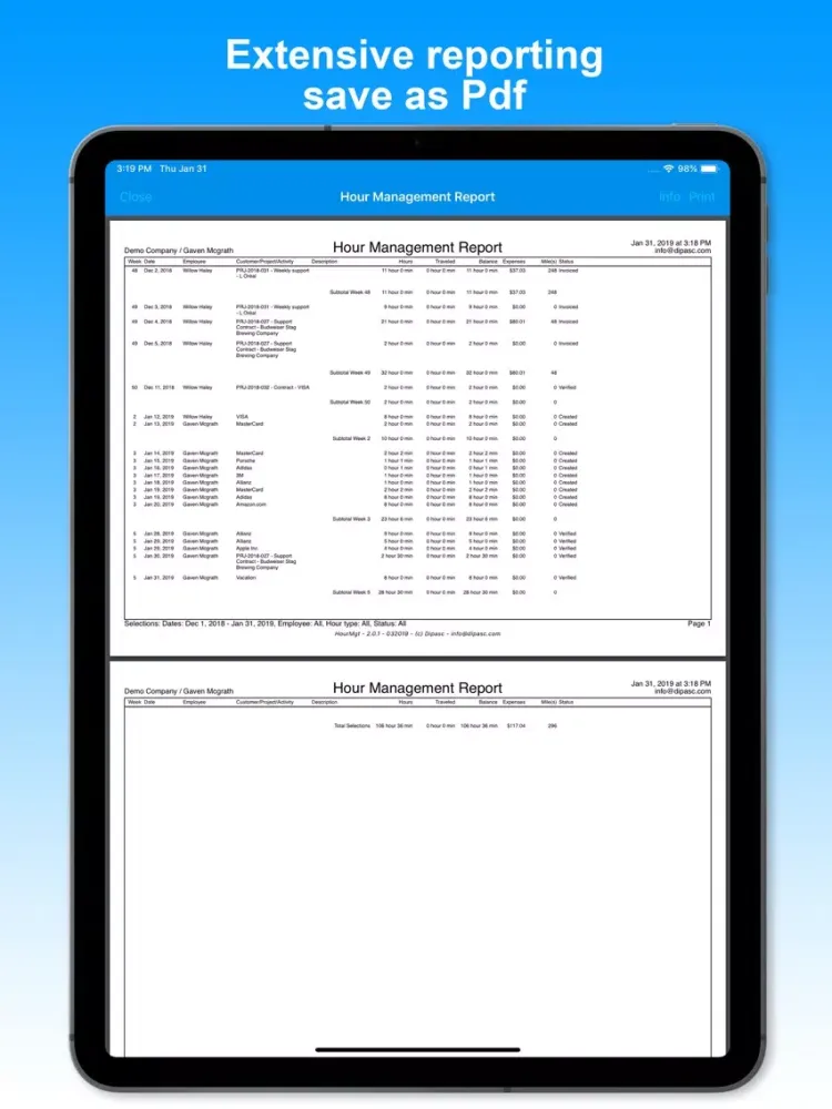 Zrzuty ekranu Dipasc - Hour Management iPad 