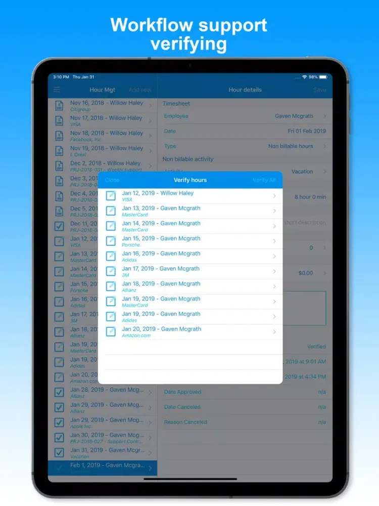 Zrzuty ekranu Dipasc - Hour Management iPad 
