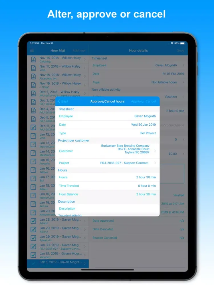 Zrzuty ekranu Dipasc - Hour Management iPad 