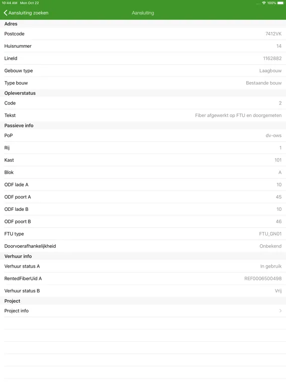 Ảnh chụp màn hình của Infra app iPad 