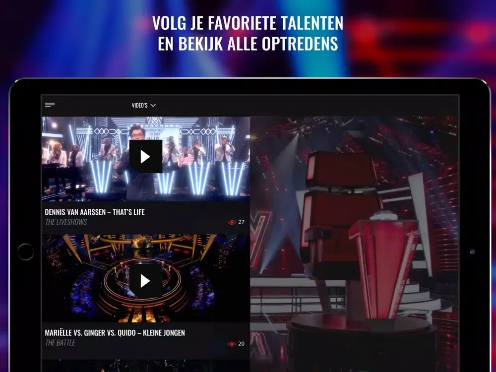 Capturas de tela do The Voice Kids app iPad 