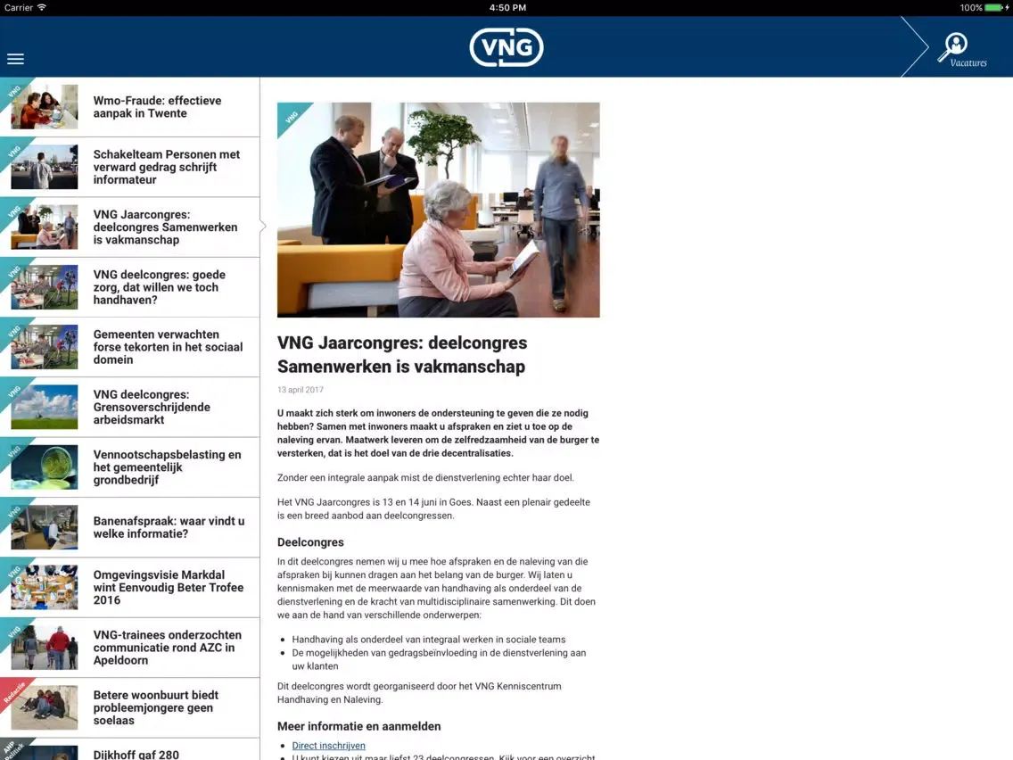 Zrzuty ekranu VNG Nieuwsapp iPad 