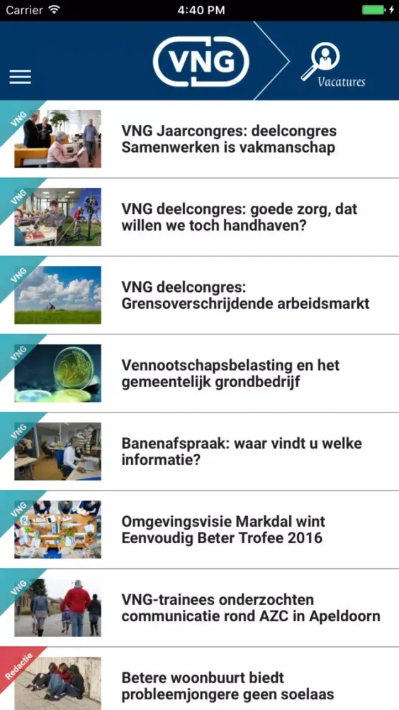Zrzuty ekranu VNG Nieuwsapp