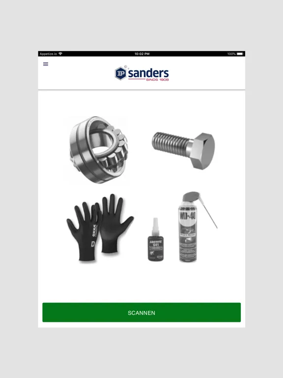 Tangkapan skrin IP Sanders Order App iPad 