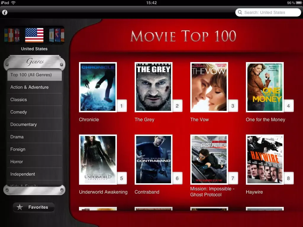 Capturas de tela do Movie Top 100 iPad 