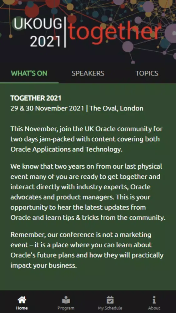 ภาพหน้าจอของ UKOUG Together 2021
