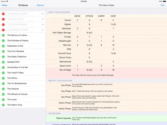 TI3 Race Sheet iPad  Screenshots