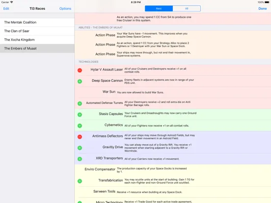TI3 Race Sheet iPad  Screenshots