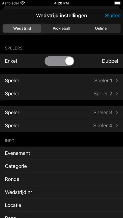 Tangkapan layar Pickleball Scores