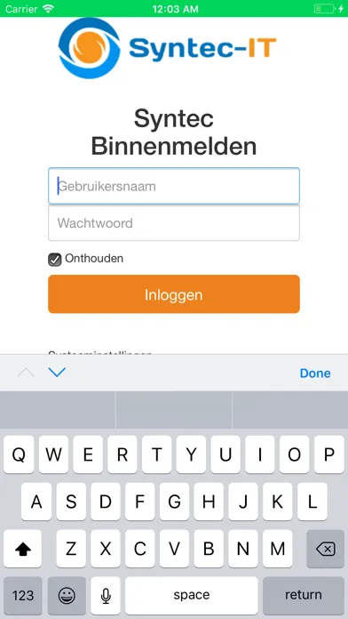 Tangkapan skrin Syntec Binnenmelden