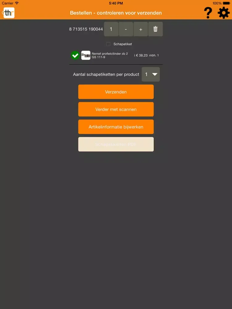 THR Scan & Bestel App iPad  Ekran Görüntüleri