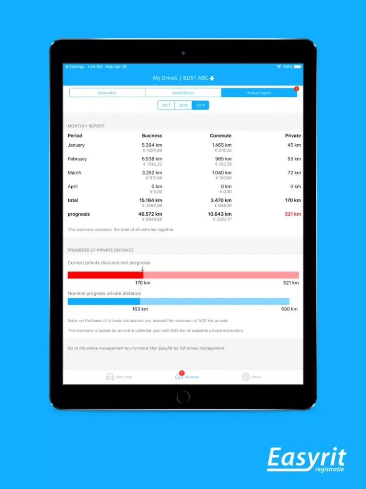 EasyRit - drive tracking iPad  Screenshots