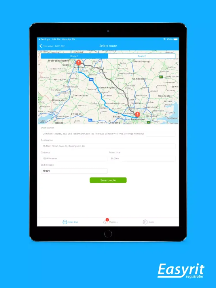 EasyRit - drive tracking iPad  Screenshots