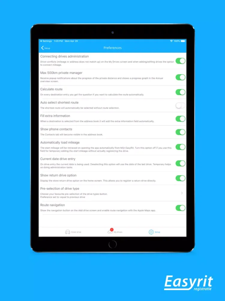 EasyRit - drive tracking iPad  Screenshots