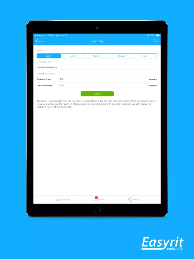 EasyRit - drive tracking iPad  Screenshots