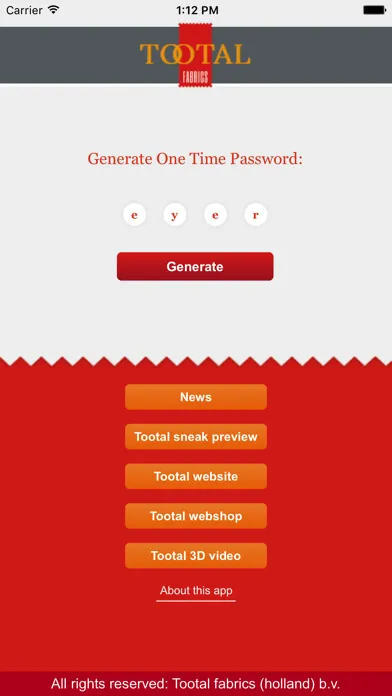 Tootal OTP webshop Screenshots