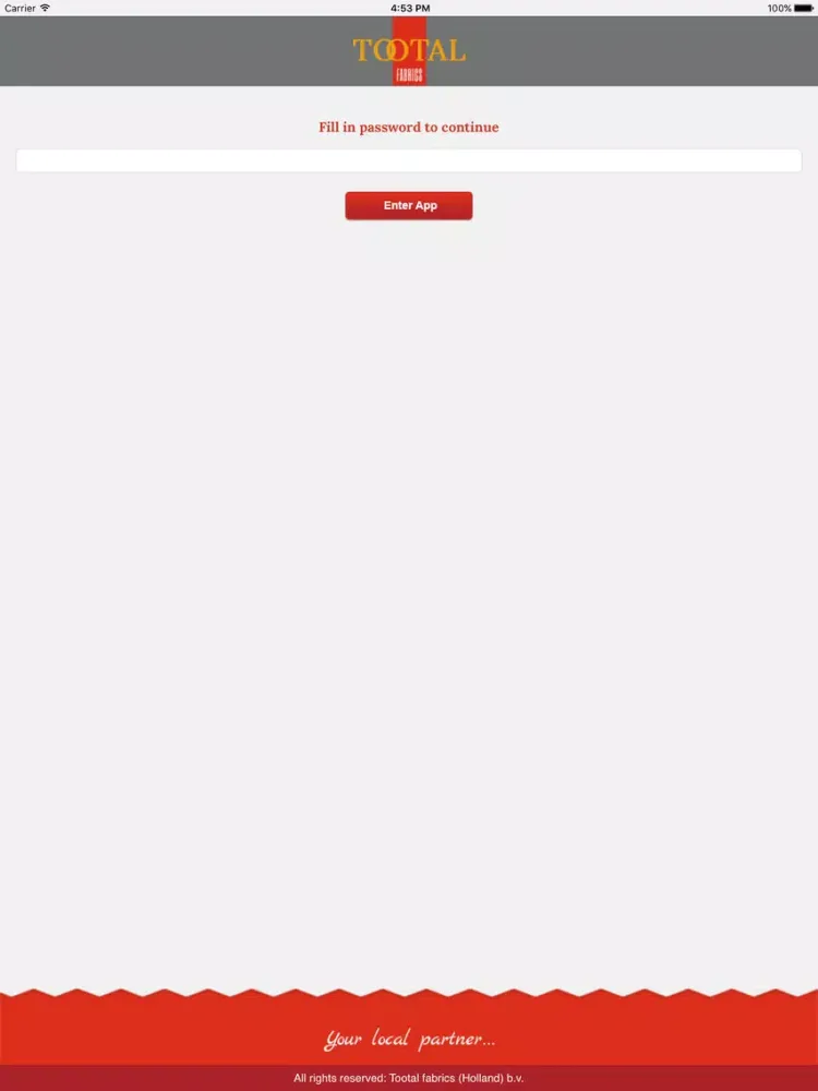 Tangkapan skrin Tootal agent/employee app iPad 