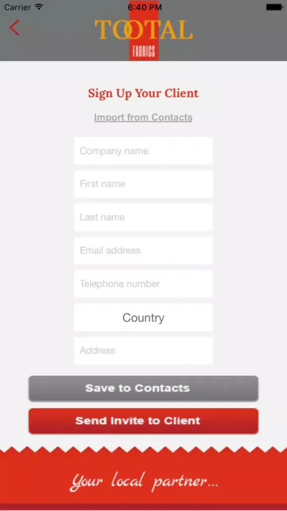 Tangkapan skrin Tootal agent/employee app
