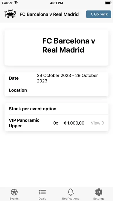 Tangkapan skrin World Event Tickets
