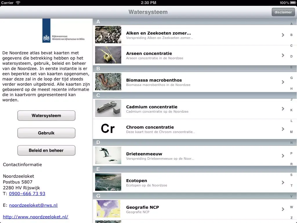 Noordzeeatlas iPad 應用截圖