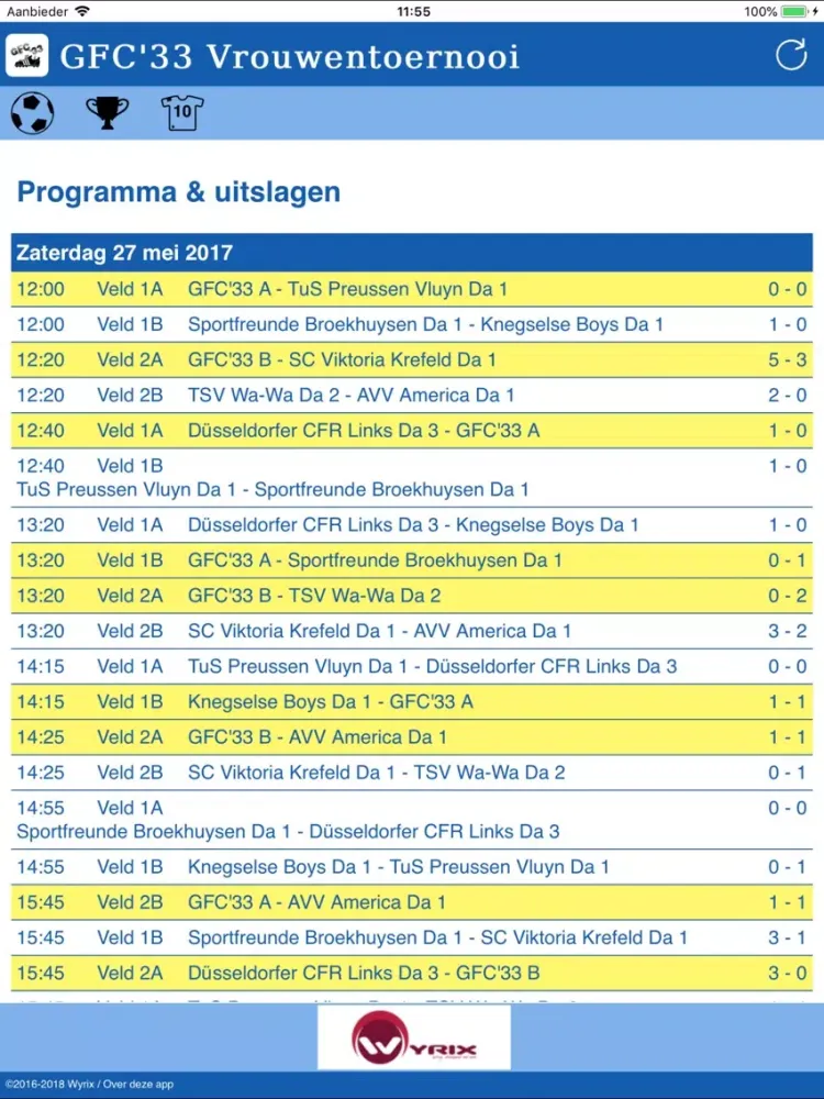 Tangkapan skrin GFC'33 Vrouwentoernooi iPad 