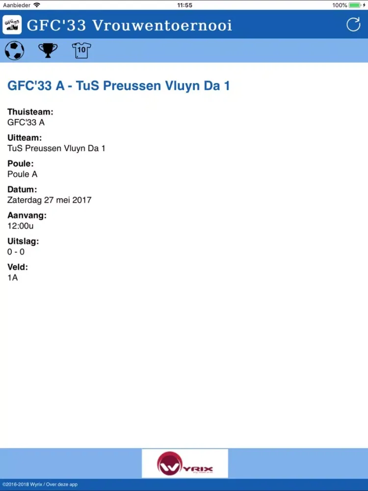 Tangkapan skrin GFC'33 Vrouwentoernooi iPad 