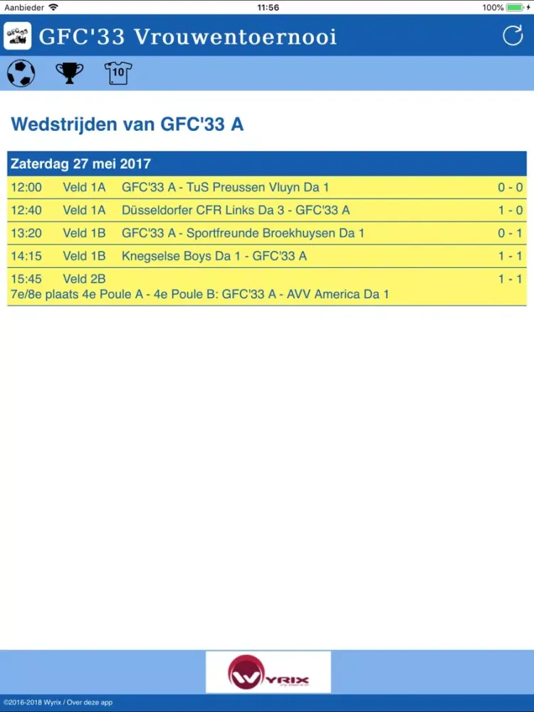 Tangkapan skrin GFC'33 Vrouwentoernooi iPad 
