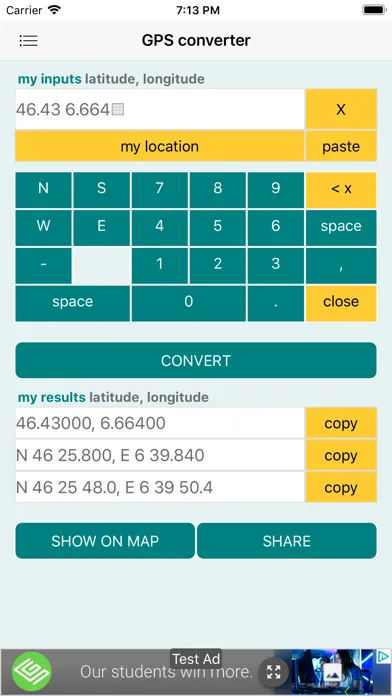 Tangkapan layar GPS coordinates converter