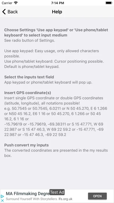 Tangkapan layar GPS coordinates converter