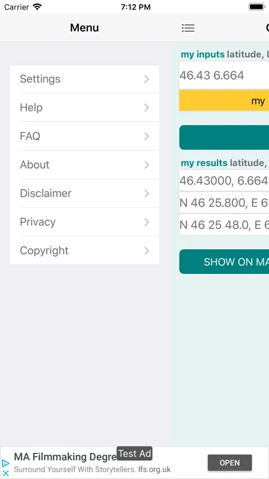 Tangkapan layar GPS coordinates converter