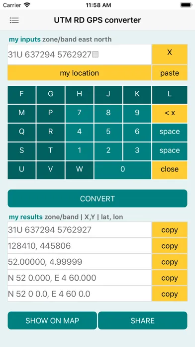 UTM RD GPS coords converter Screenshots