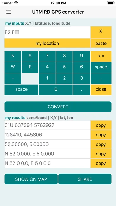 UTM RD GPS coords converter Screenshots