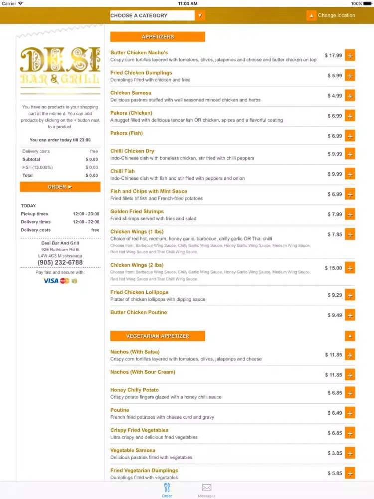 Capturas de tela do Desi Bar And Grill iPad 