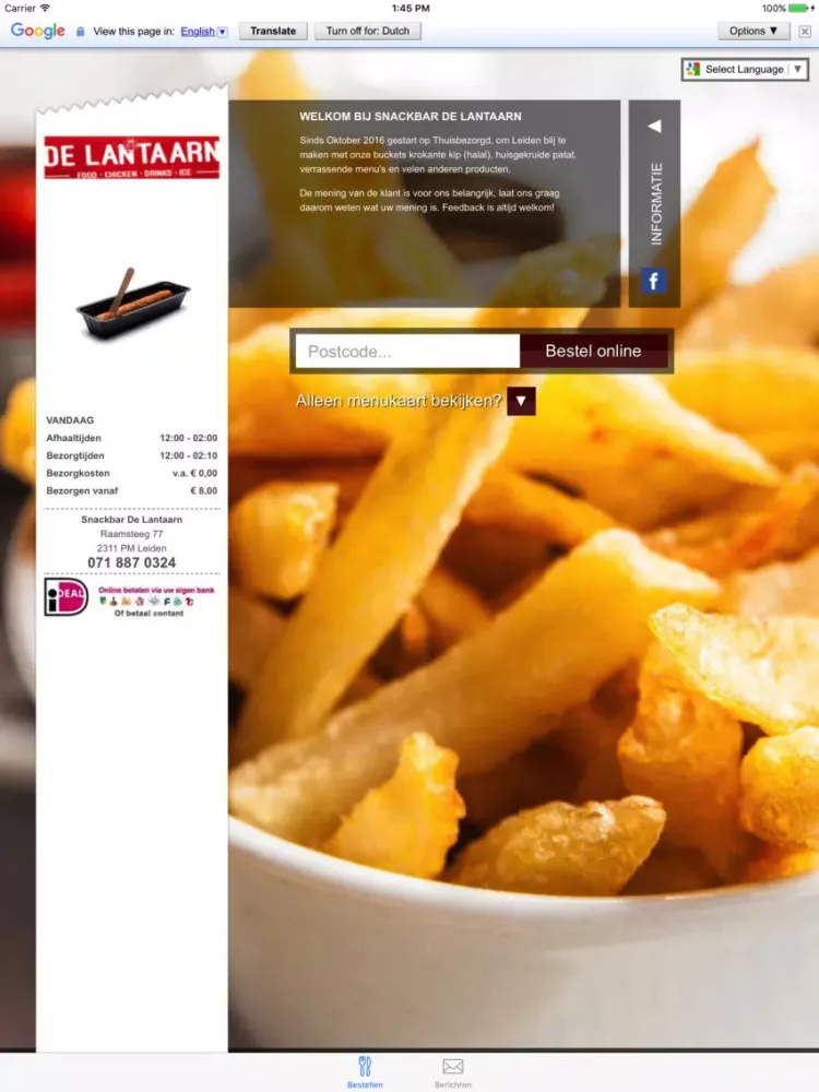 Capturas de pantalla de Snackbar De Lantaarn iPad 