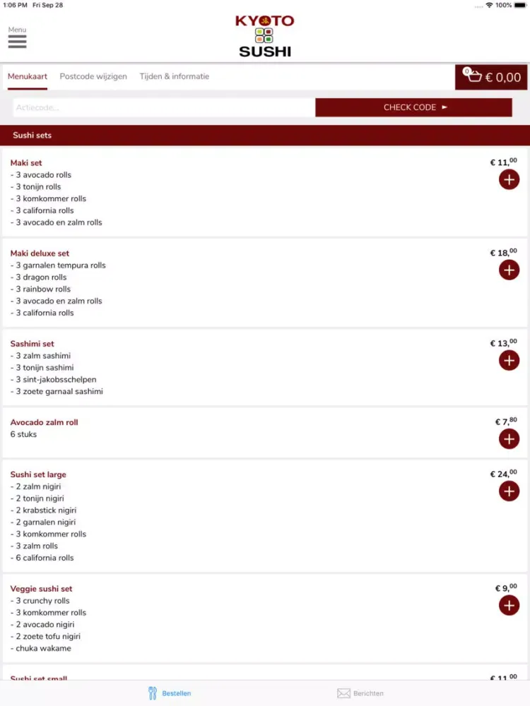 Ảnh chụp màn hình của Kyoto Sushi 's-Gravenhage iPad 