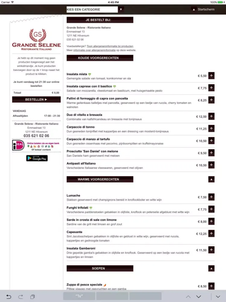 Grande Selene - Ristorante Italiano iPad 应用截图