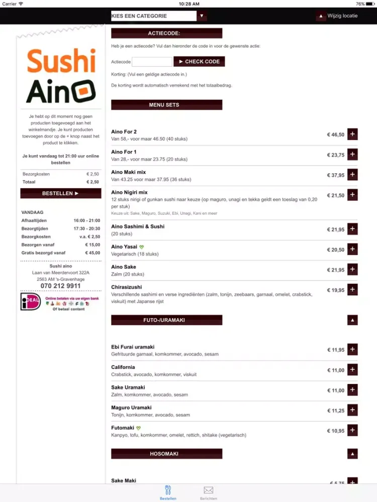 Sushi Aino (Den Haag) iPad  स्क्रीनशॉट