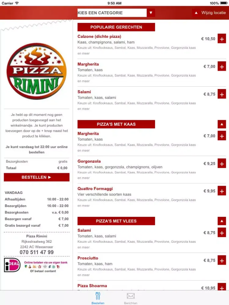 Captures d'écran de Pizza Rimini Wassenaar iPad 