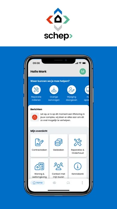 Tangkapan skrin Schep app